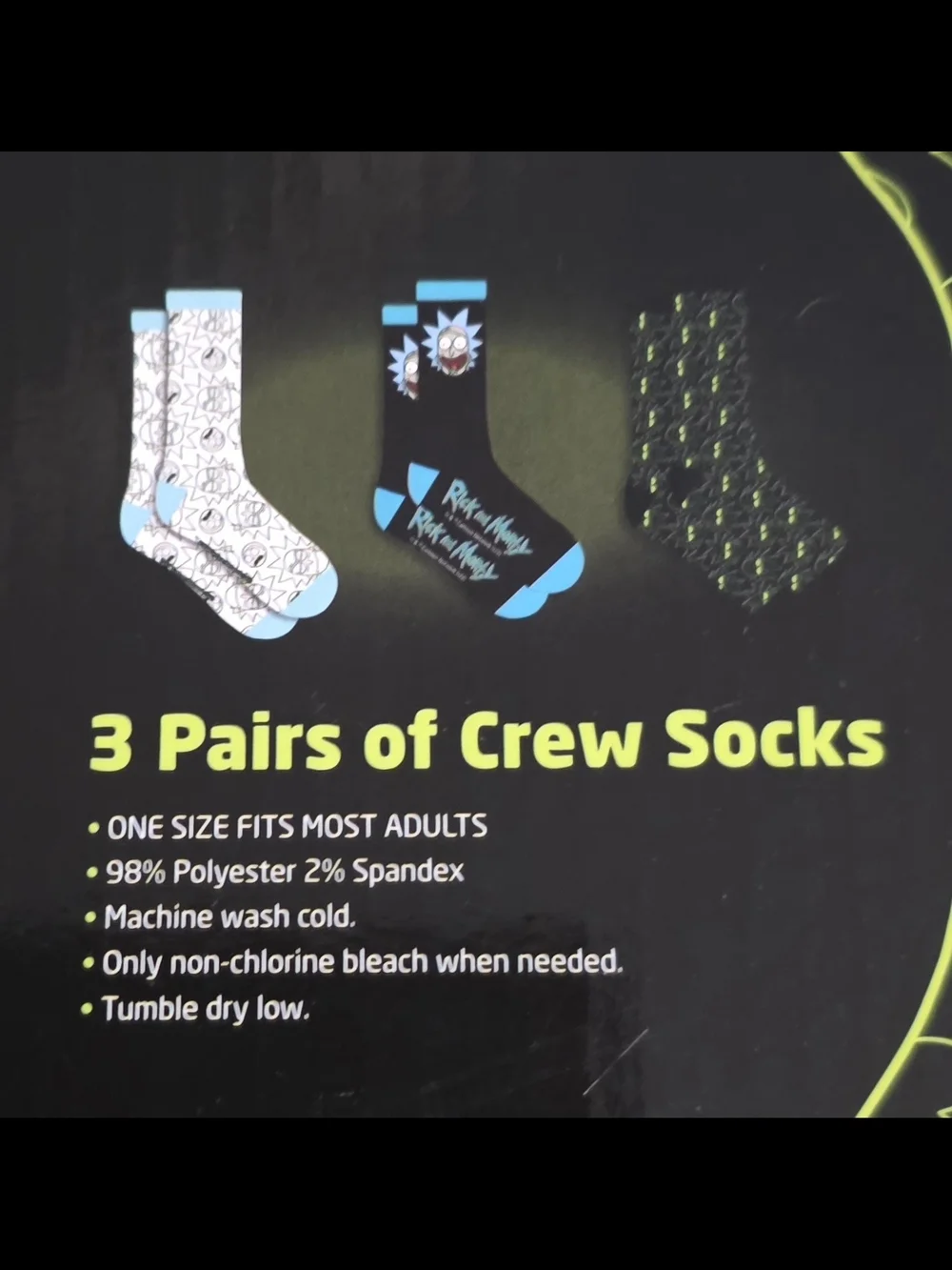 Rick & Morty Crazy Crew Socks (3 Pairs) (New)